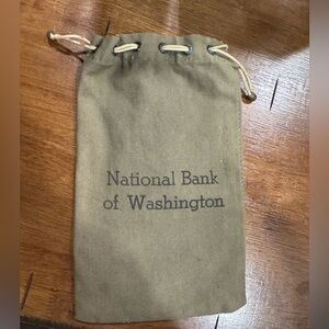 Brown Drawstring National Bank of Washington Bank Bag